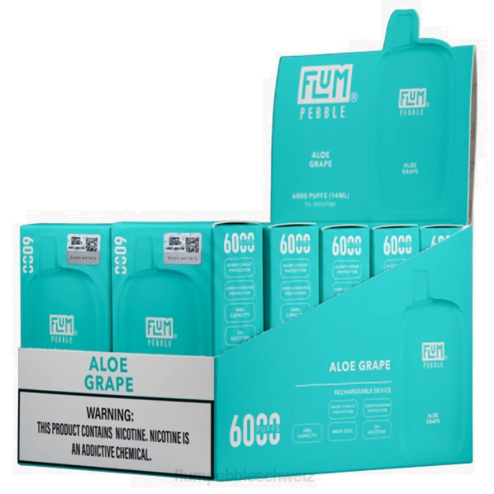 Aloe-Traube FLUM PEBBLES 6000 Züge 10 Packungen - FLUM PEBBLE vape Schweiz RD8B3