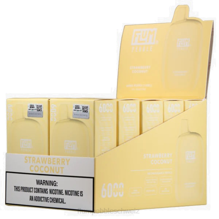 Erdbeer-Kokosnuss FLUM PEBBLES 6000 Züge 10 Packungen - FLUM PEBBLE vape Schweiz RD8B73