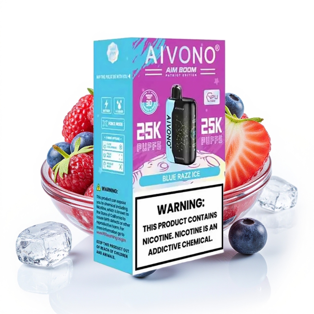 Aivono AIM BOOM 25000 Puffs Einweg-Vape Blaue Himbeere Eis mit 5% Nikotin, 650mAh, Typ-C