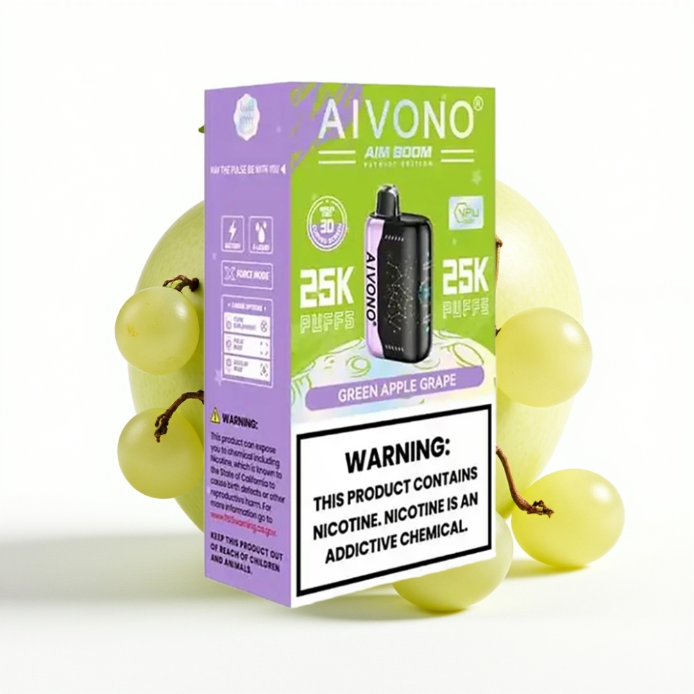 Aivono AIM BOOM 25000 Puffs Grünapfel Traube 0-5% Nikotin 28ml 650mAh Typ-C
