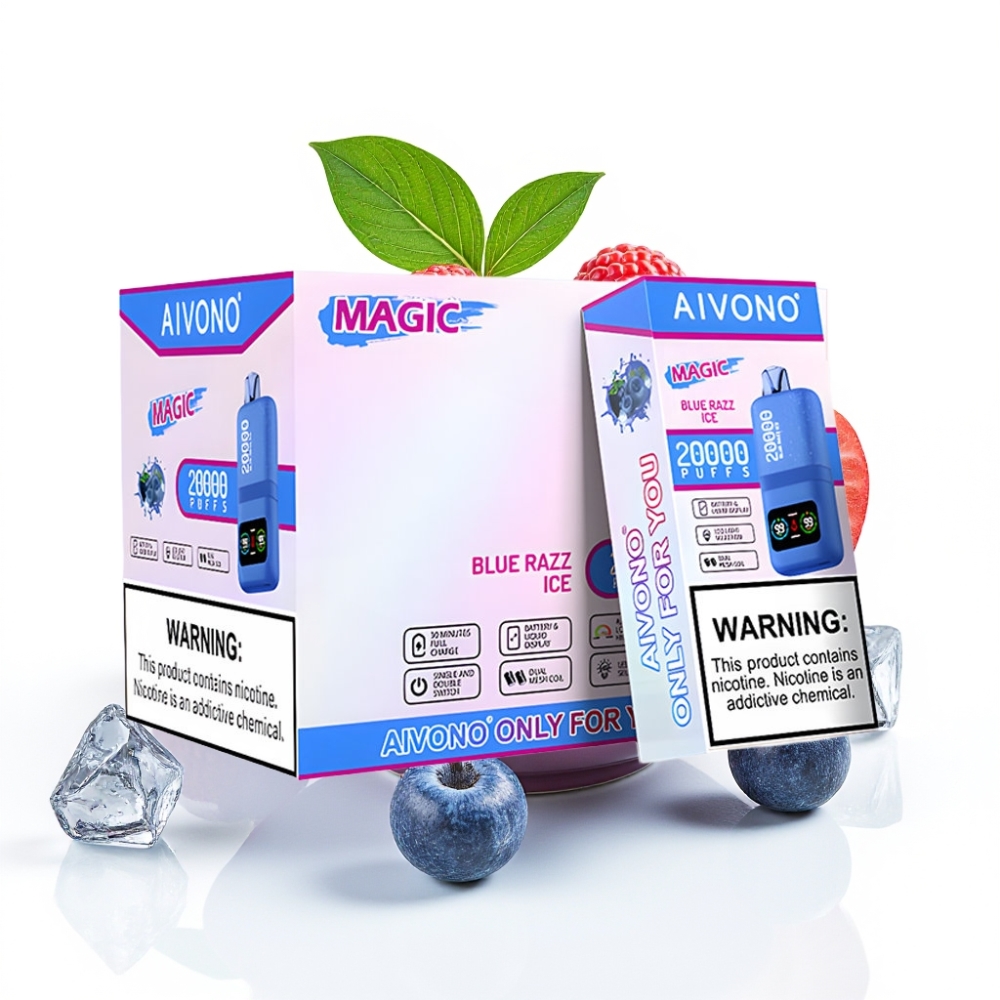 Aivono AIM MAGIC 20000 Puffs Einweg-Vape Blauer Himbeereis – 26ml, Dual Mesh, LCD, Typ-C