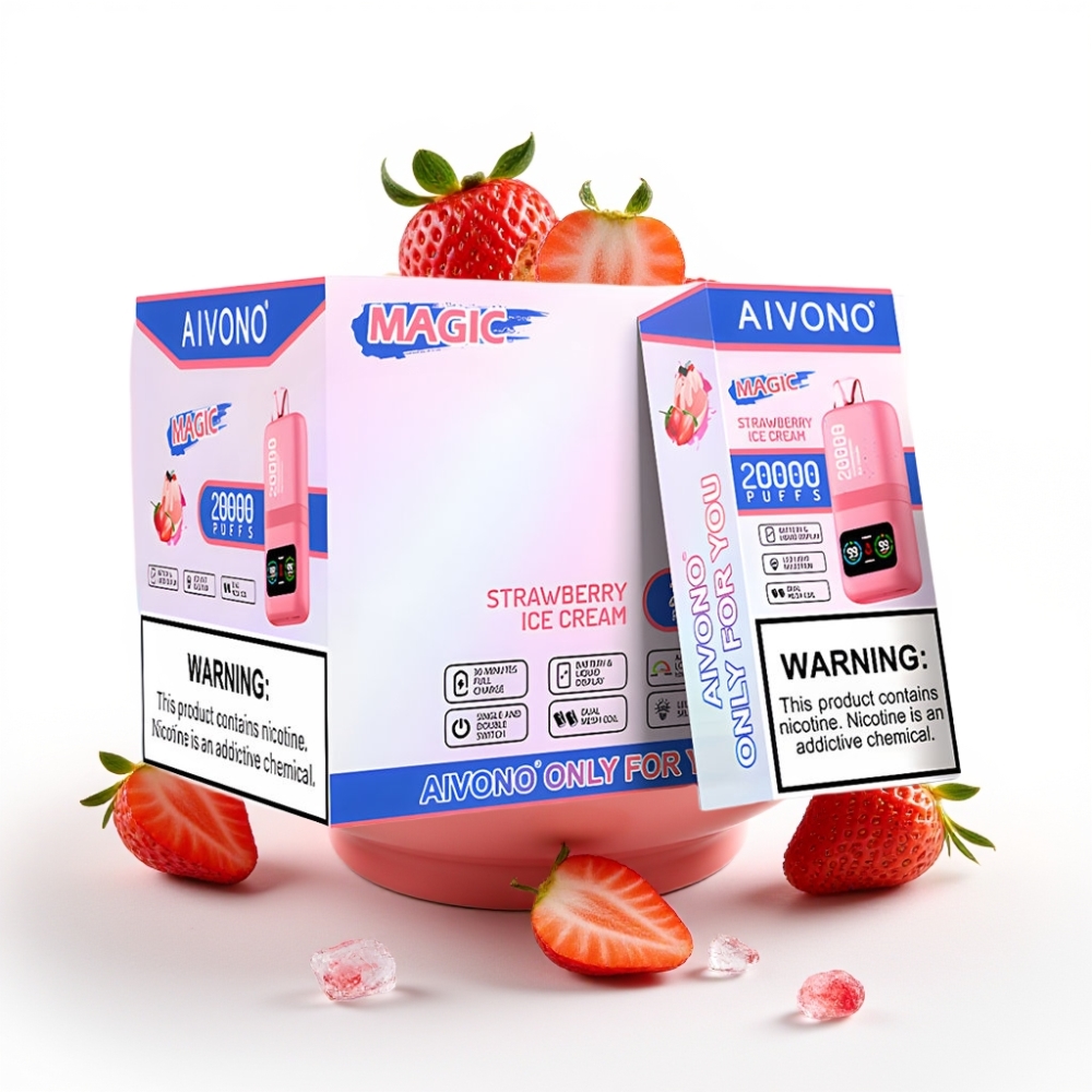 Aivono AIM MAGIC 20000 Puffs Einweg-Vape Erdbeer-Eis 26ml 5% Nikotin LCD Typ-C