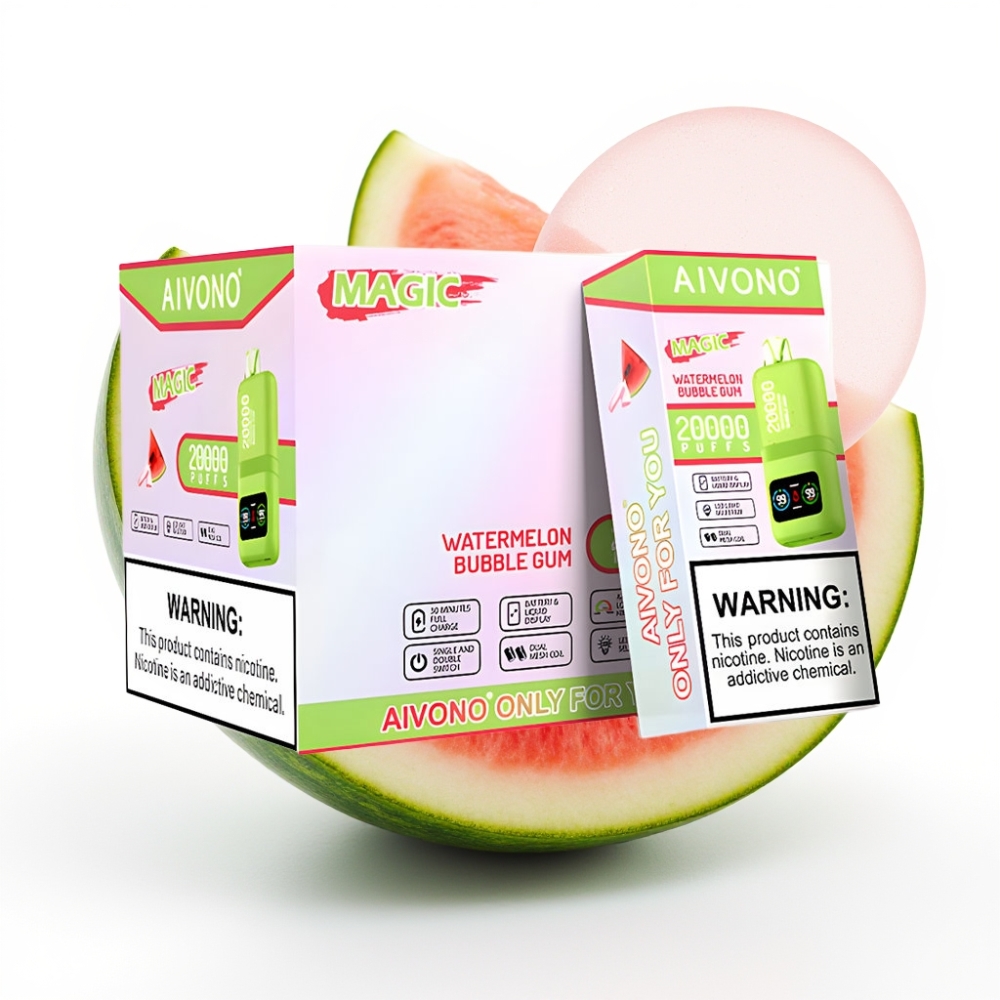 Aivono AIM MAGIC 20000 Puffs Einweg-Vape Wassermelonen Bubble Gum – 26ml, Dual Mesh, LCD