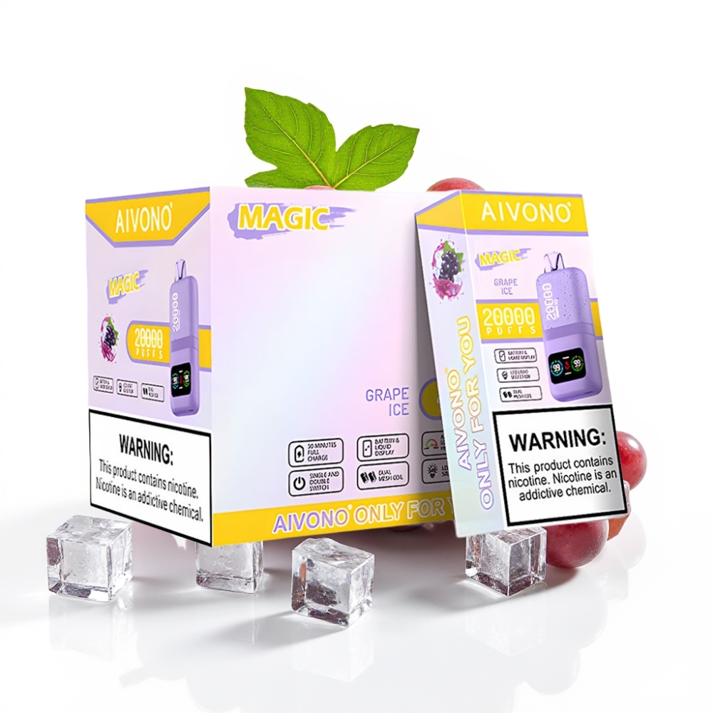 Aivono AIM MAGIC 20000 Puffs Grape-Eis | 26ml E-Liquid, Dual Mesh Coils, LCD, Typ-C
