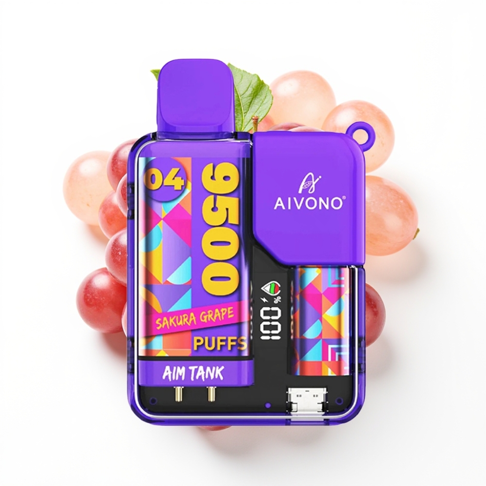 Aivono AIM-TANK 9500 Puffs Sakura Traube – 18ml, 650mAh, LCD, 1.2ohm Mesh