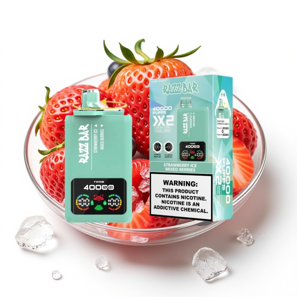 Razz Bar 40000 Puffs Einweg-Vape ERDBEEREIS & BEERENMIX – 650mAh, Typ-C, 1.0Ω Mesh