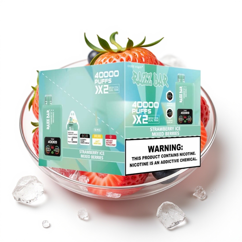 Razz Bar 40000 Puffs Einweg-Vape ERDBEEREIS & BEERENMIX – 650mAh, Typ-C, 1.0Ω Mesh