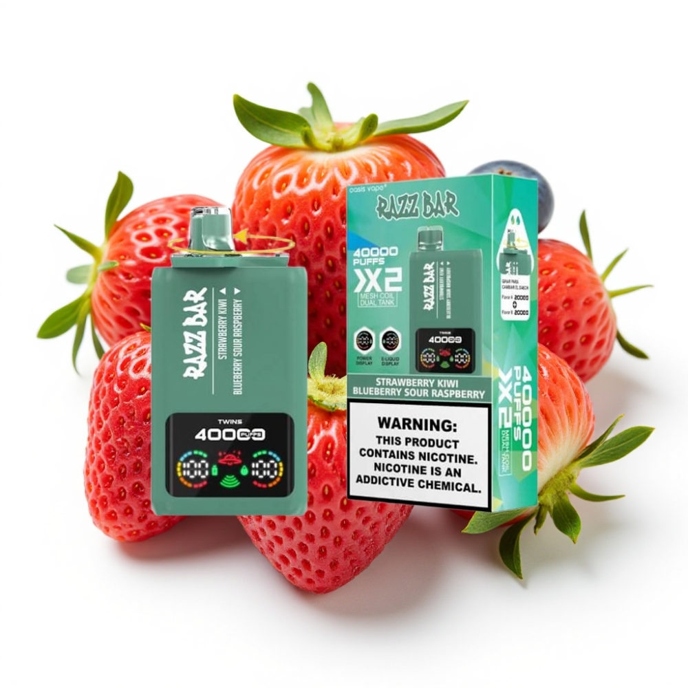 Razz Bar 40000 Puffs Einweg-Vape Erdbeer-Kiwi & Blaubeer-Sauer-Himbeer – 650mAh, Typ-C, 1.0Ω×2 Mesh