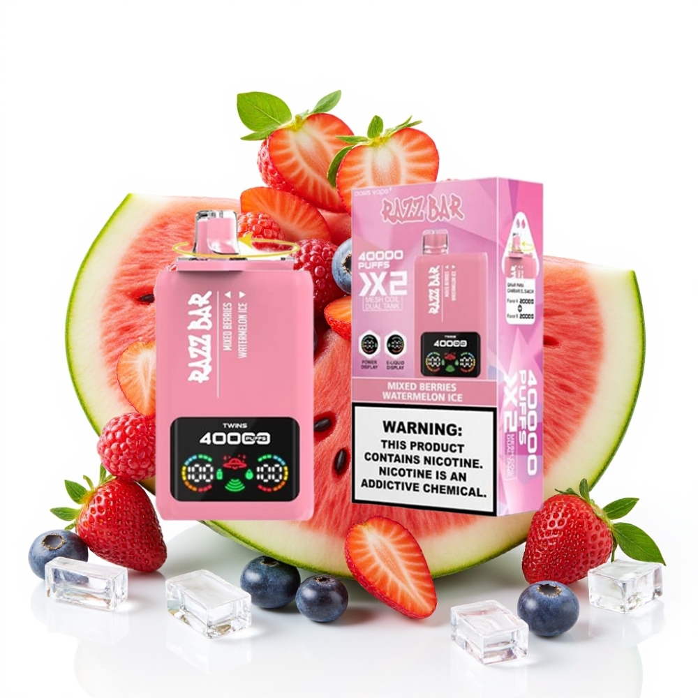 Razz Bar 40000 Puffs Einweg-Vape – Mischbeeren & Wassermelone-Eis, 650mAh, Typ-C, 1.0Ω×2 Mesh Coil