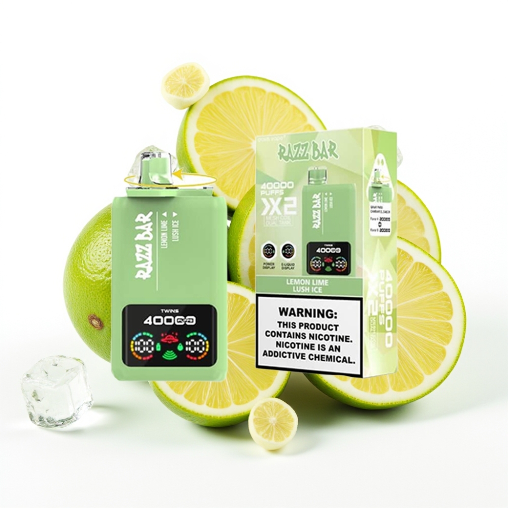 Razz Bar 40000 Puffs Einweg-Vape ZITRONENLIME & LUSH ICE – 1,0Ω×2 Mesh, 650 mAh, Typ-C
