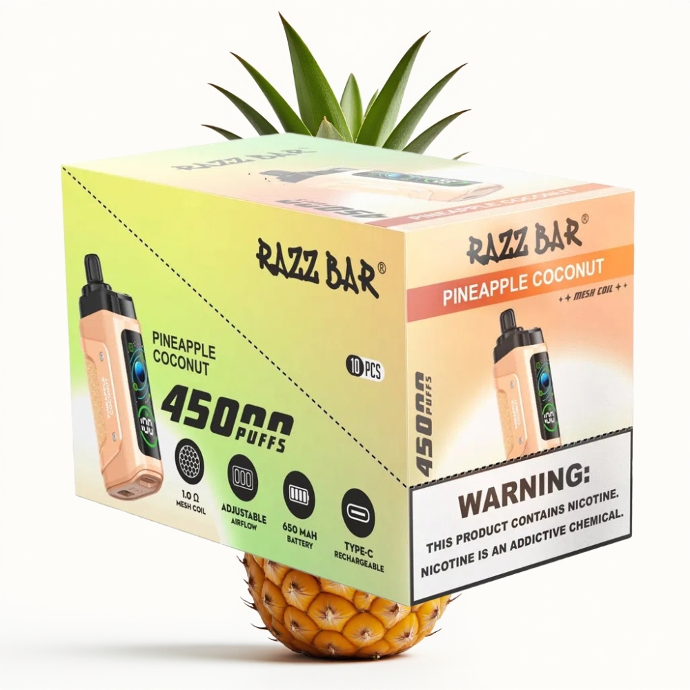 Razz Bar 45000 Puffs Einweg-Vape Ananas Kokos – 1.0 Ohm Mesh, 650 mAh, Typ-C