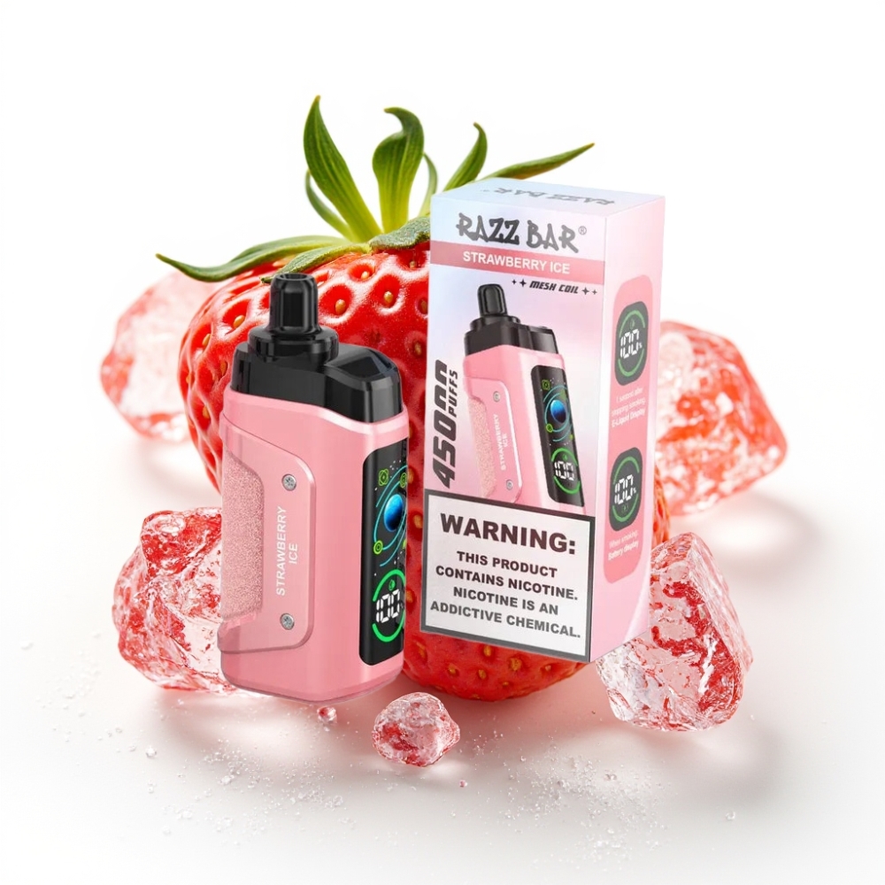 Razz Bar 45000 Puffs Einweg-Vape Erdbeer-Eis, 1.0 Ohm Mesh Coil, Typ-C-Ladung