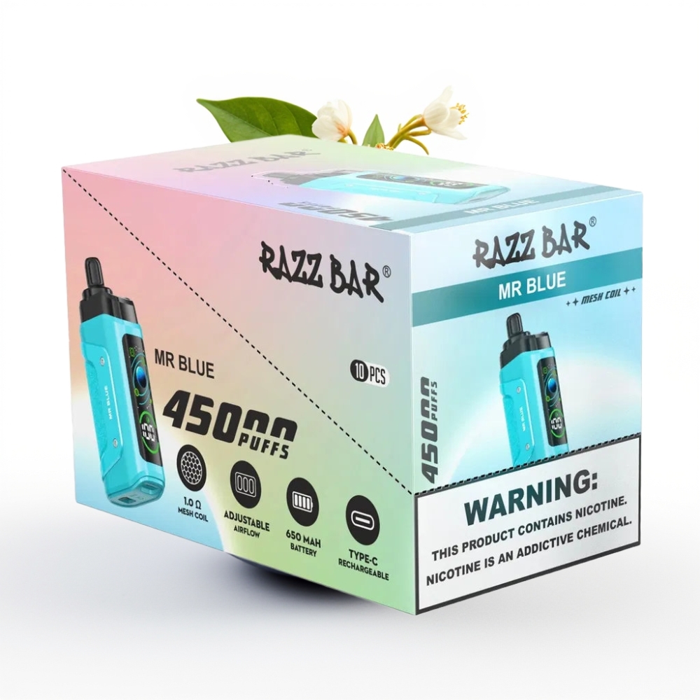 Razz Bar 45000 Puffs Einweg-Vape Herr Blau – 1.0 Ohm Mesh, Typ-C, 20 mg/ml
