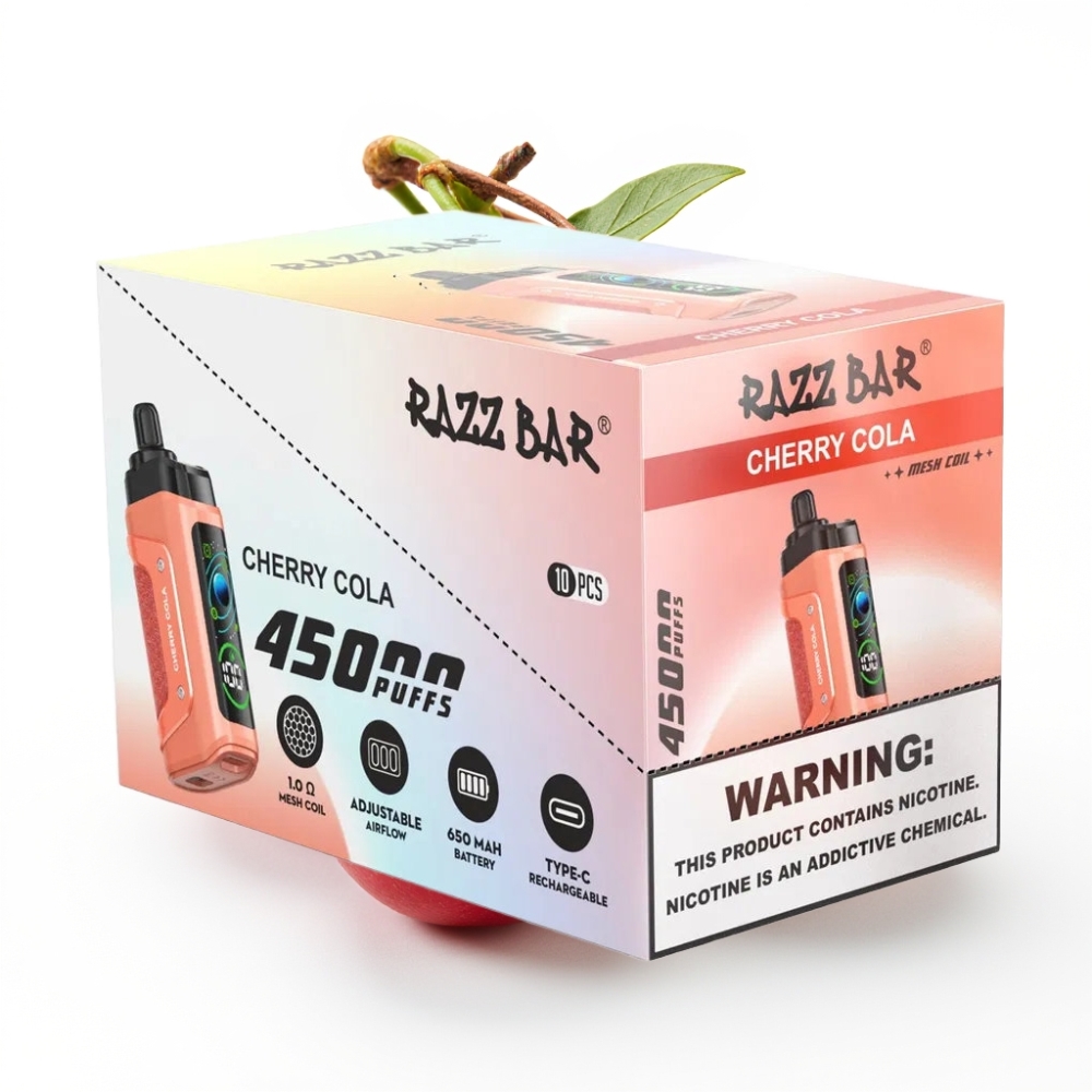 Razz Bar 45000 Puffs Einweg-Vape Kirsch-Cola – 1.0 Ohm Mesh, Typ-C, 650 mAh