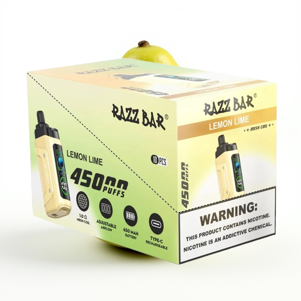 Razz Bar 45000 Puffs Einweg-Vape Zitrone-Limette – 20 mg/ml, Typ-C, 1.0 Ohm Mesh