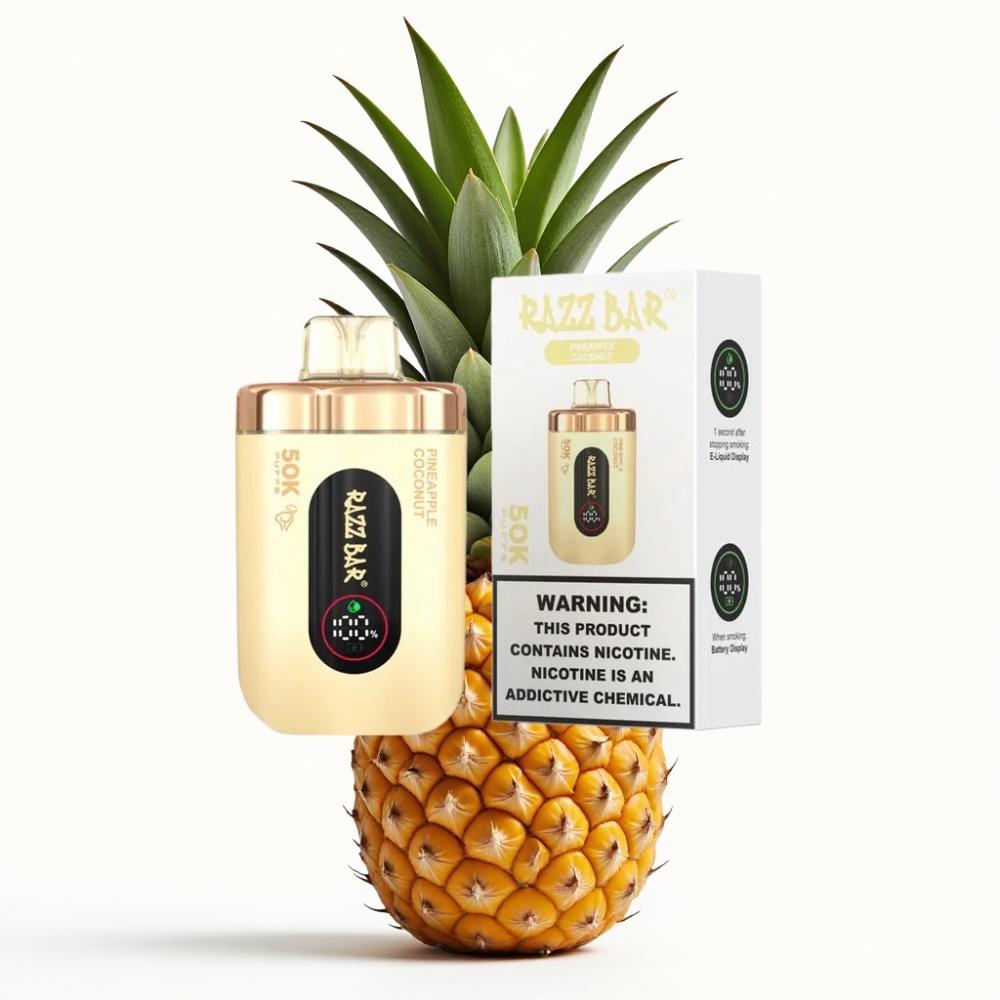 Razz Bar 50K Puffs Einweg-Vape Ananas Kokos – 50000 Puffs, 1.0 Ohm Mesh, 650 mAh
