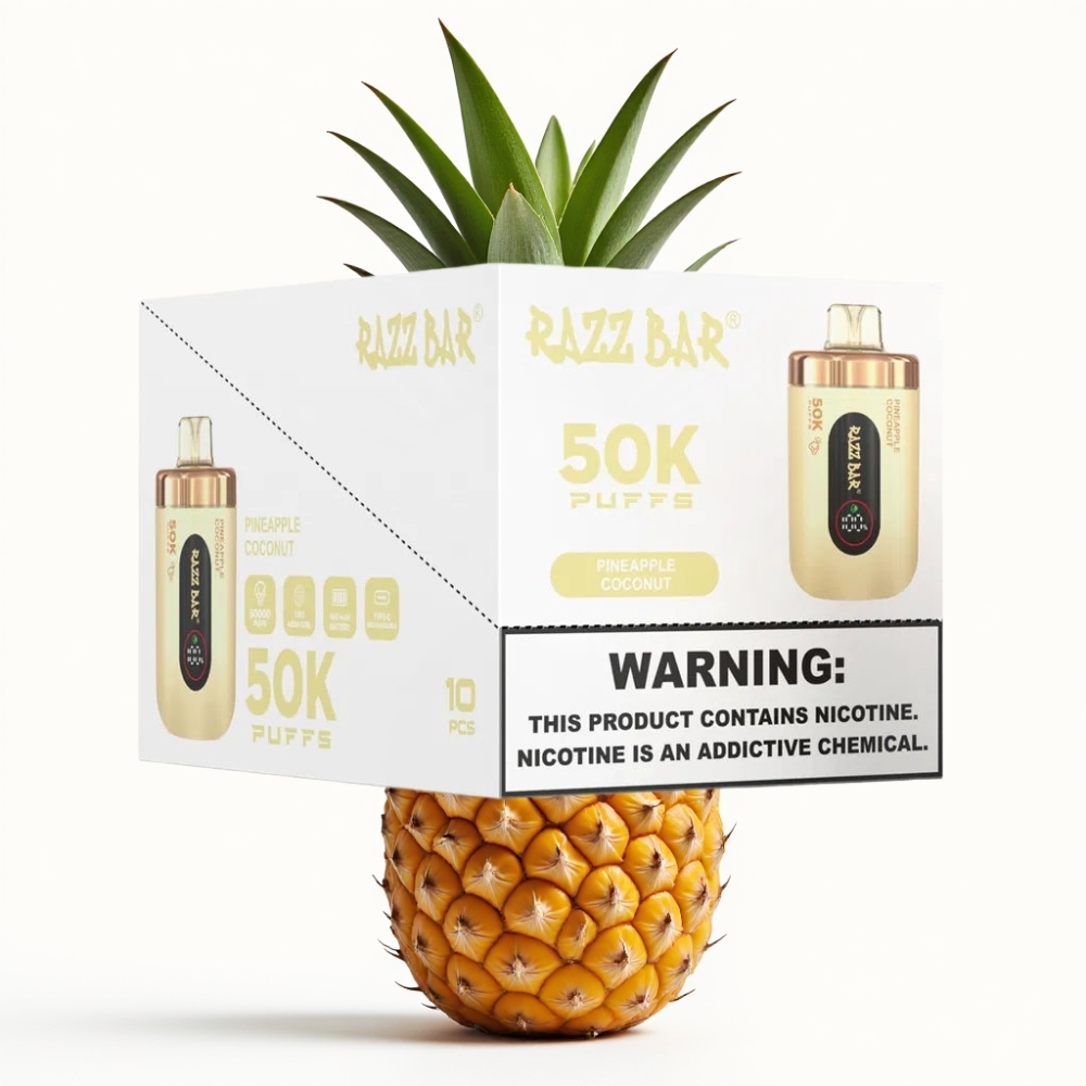 Razz Bar 50K Puffs Einweg-Vape Ananas Kokos – 50000 Puffs, 1.0 Ohm Mesh, 650 mAh