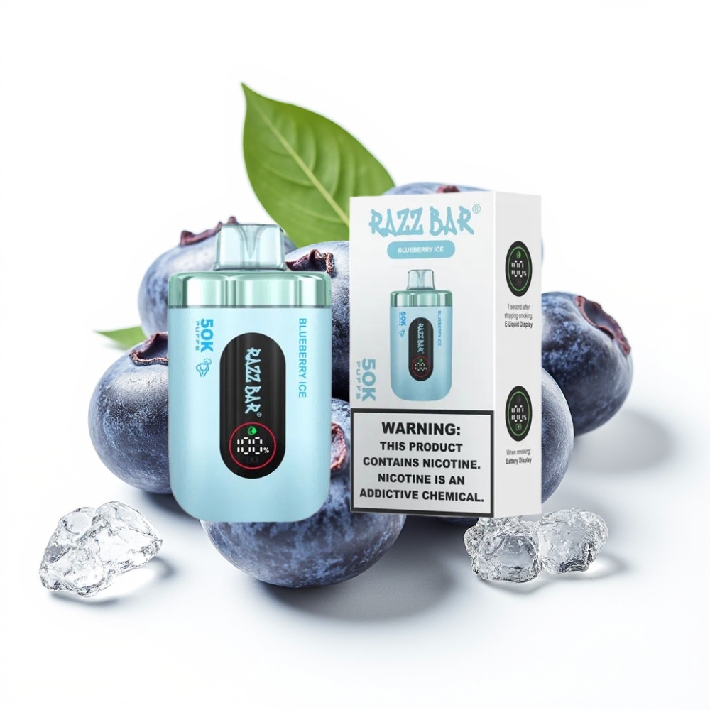 Razz Bar 50K Puffs Einweg-Vape Blaubeer-Eis | 50000 Züge | 1,0 Ohm Mesh Coil | Typ-C