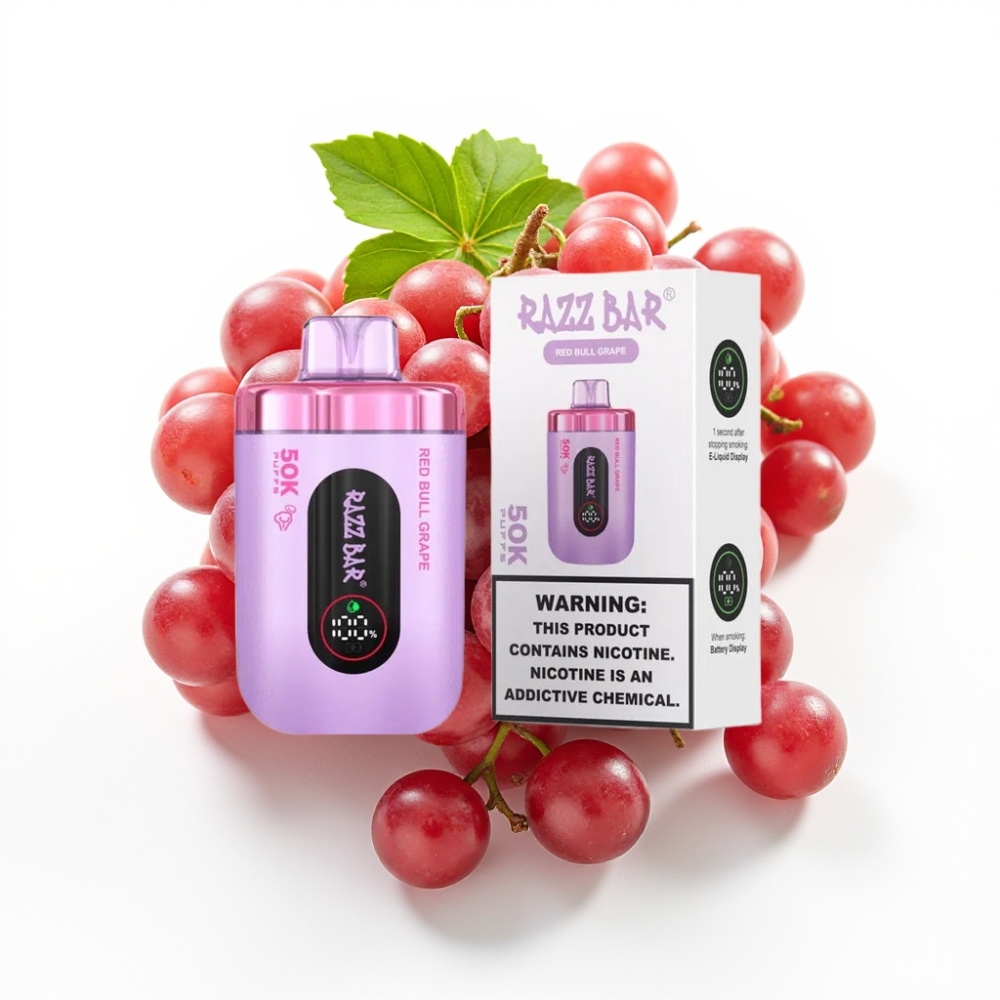 Razz Bar 50K Puffs Einweg-Vape Roter Stier Traube 50000 Puffs 1.0 Ohm Mesh 650mAh