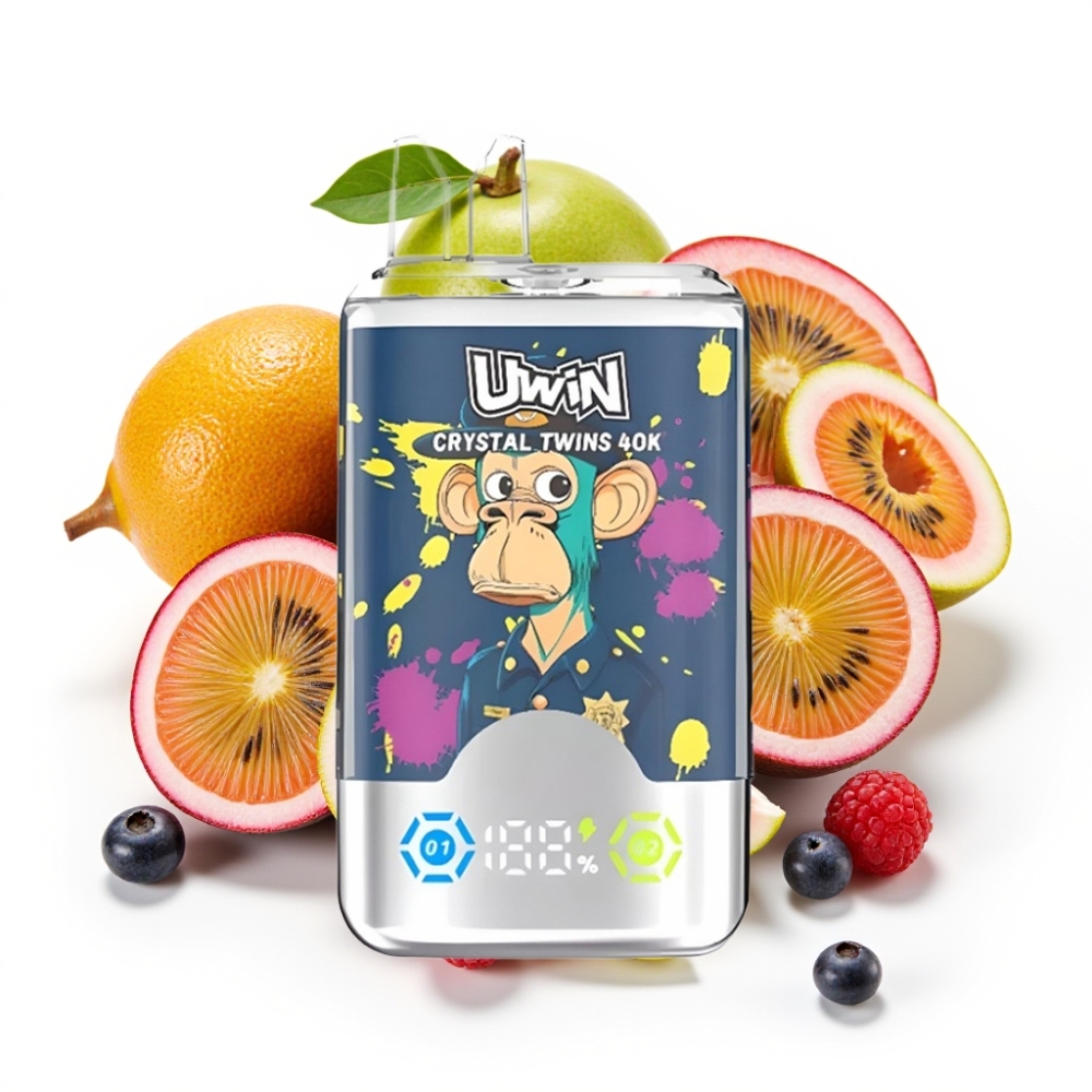 UWIN Crystal Twins 40000 Puffs Einweg-Vape Kiwi Passionsfrucht Guave Himbeere – 32ml, 850mAh, Typ-C