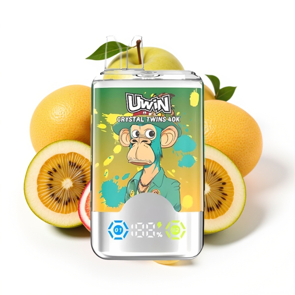UWIN Crystal Twins 40000 Puffs Einweg-Vape Kiwi Passionsfrucht Guave Zwei Äpfel, 32ml, 850mAh