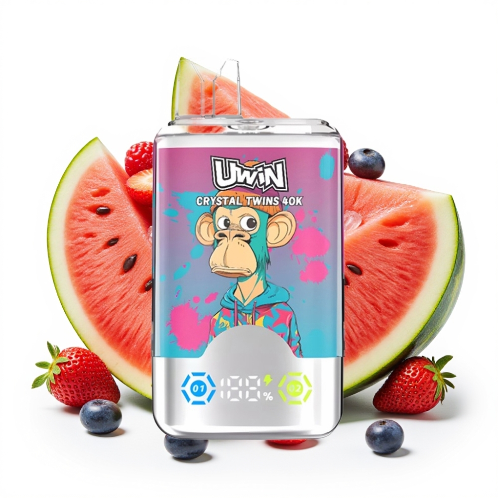 UWIN Crystal Twins 40000 Puffs Einweg-Vape Wassermelone-Eis & Beerenmix, 32ml, 850mAh, Typ-C