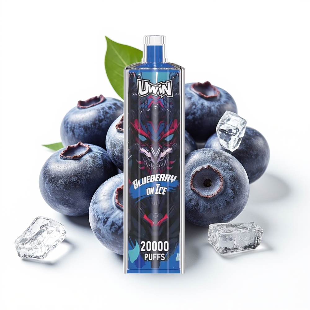 Uwin Shisha Hookah Crystal 20000 Puffs Heidelbeere-Eis, 0-5% Nikotin, 22ml, Mesh Coil, Typ-C